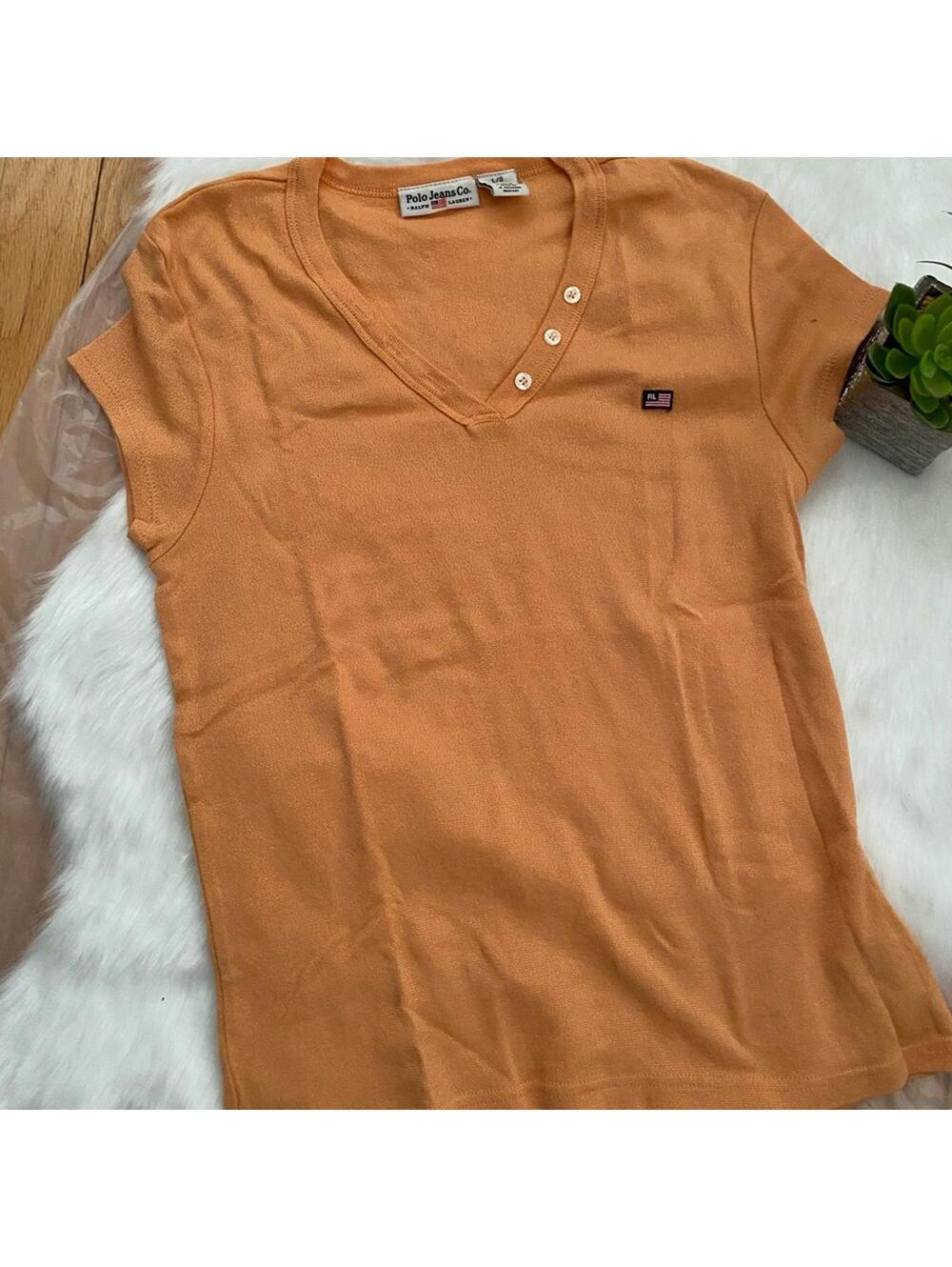 Polo Jeans Co. Ralph Lauren Women's Short Sleeve V-Neck Top